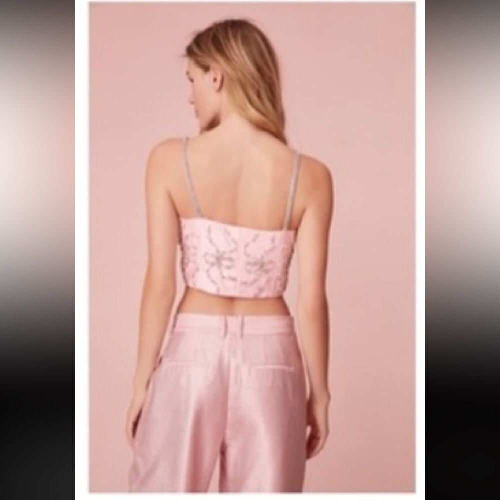 NWT LoveShackFancy - Arlitta Embellished Cropped Top - Pink - Size 2 - Picture 5 of 12